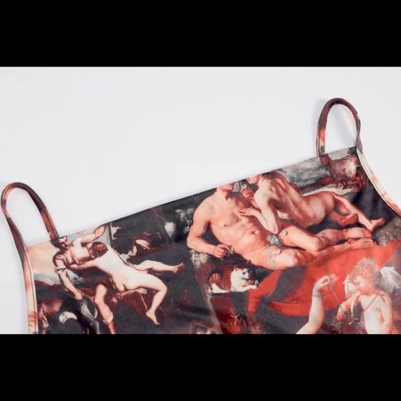 Renaissance art print side tie mini dress - Picture 9 of 13